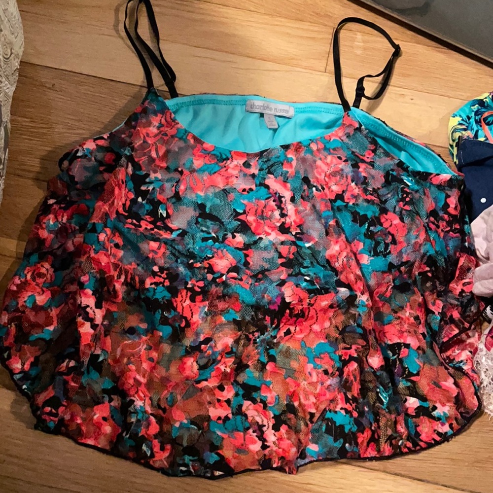 Blue and pink crop top